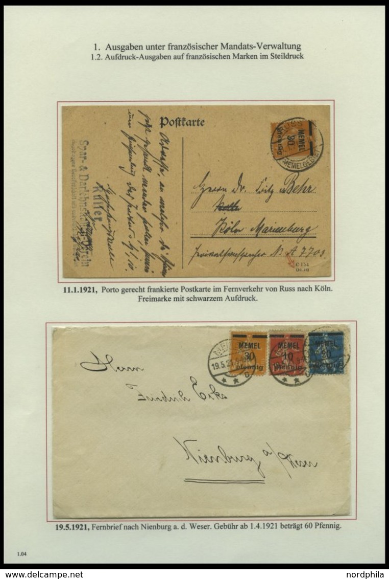 MEMELGEBIET o,Brief,BrfStk,**,* , reichhaltige saubere Teilsammlung Memel von 1920-1922 mit vielen Besonderheiten, Bogen