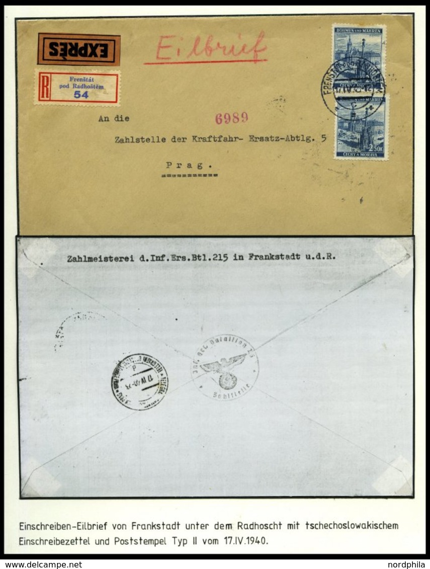 BÖHMEN UND MÄHREN Brief,** , 1939-45, interessante Sammlung Böhmen und Mähren in 2 Bänden, der Hauptwert liegt in den 60