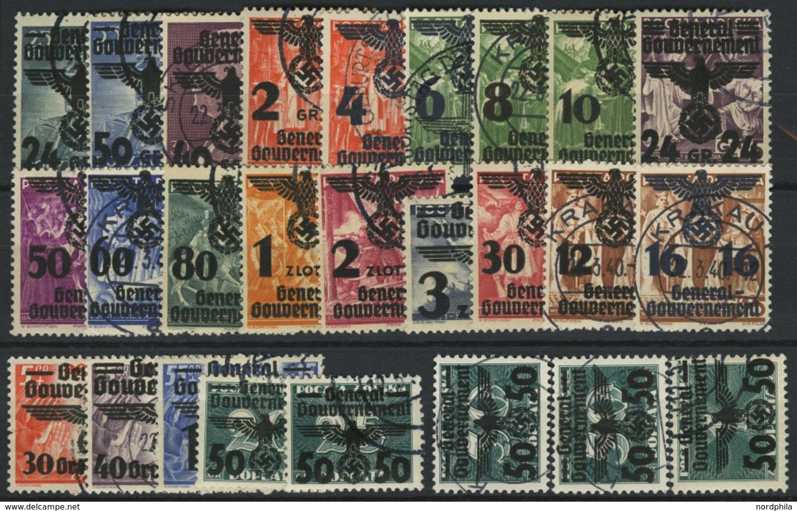 GENERALGOUVERNEMENT 14-39 O, 1940, Freimarken, Prachtsatz, Mi. 150.- - Occupazione 1938 – 45