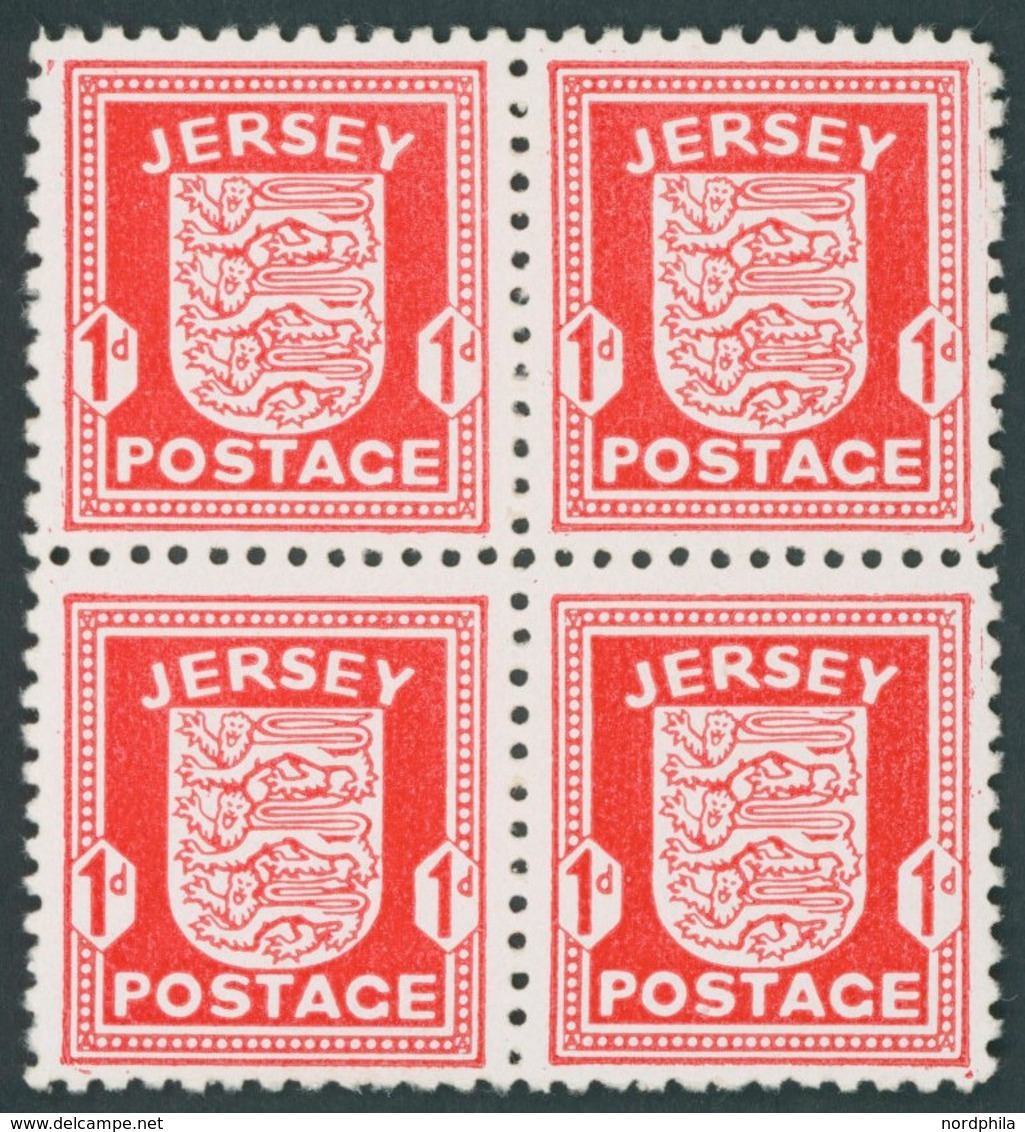 JERSEY 2z **, 1941, 1 P. Rot Im Viererblock, Gestrichenes Papier, Pracht, Mi. 320.- - Besetzungen 1938-45