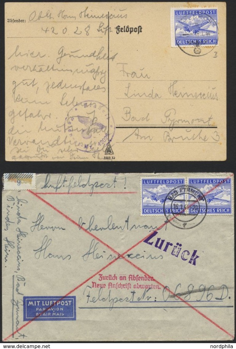 FELDPOSTMARKEN 1A/B BRIEF, 1942/3, Luftfeldpost, 3 Verschiedene Bessere Belege, Pracht - Occupazione 1938 – 45
