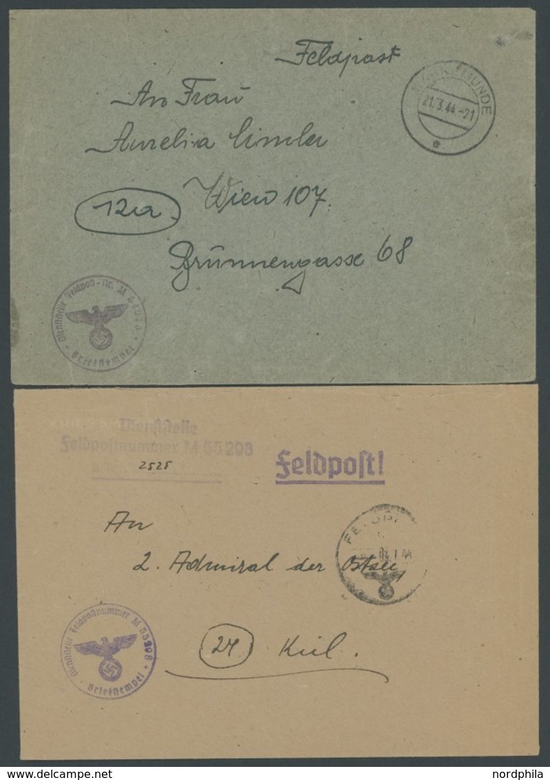 FELDPOST II. WK BELEGE 1944, 2 Feldpostbriefe Mit Adlerbriefstempel M 54073 Nach Wien Und M 55298 An Den 2. Admiral Der  - Besetzungen 1938-45