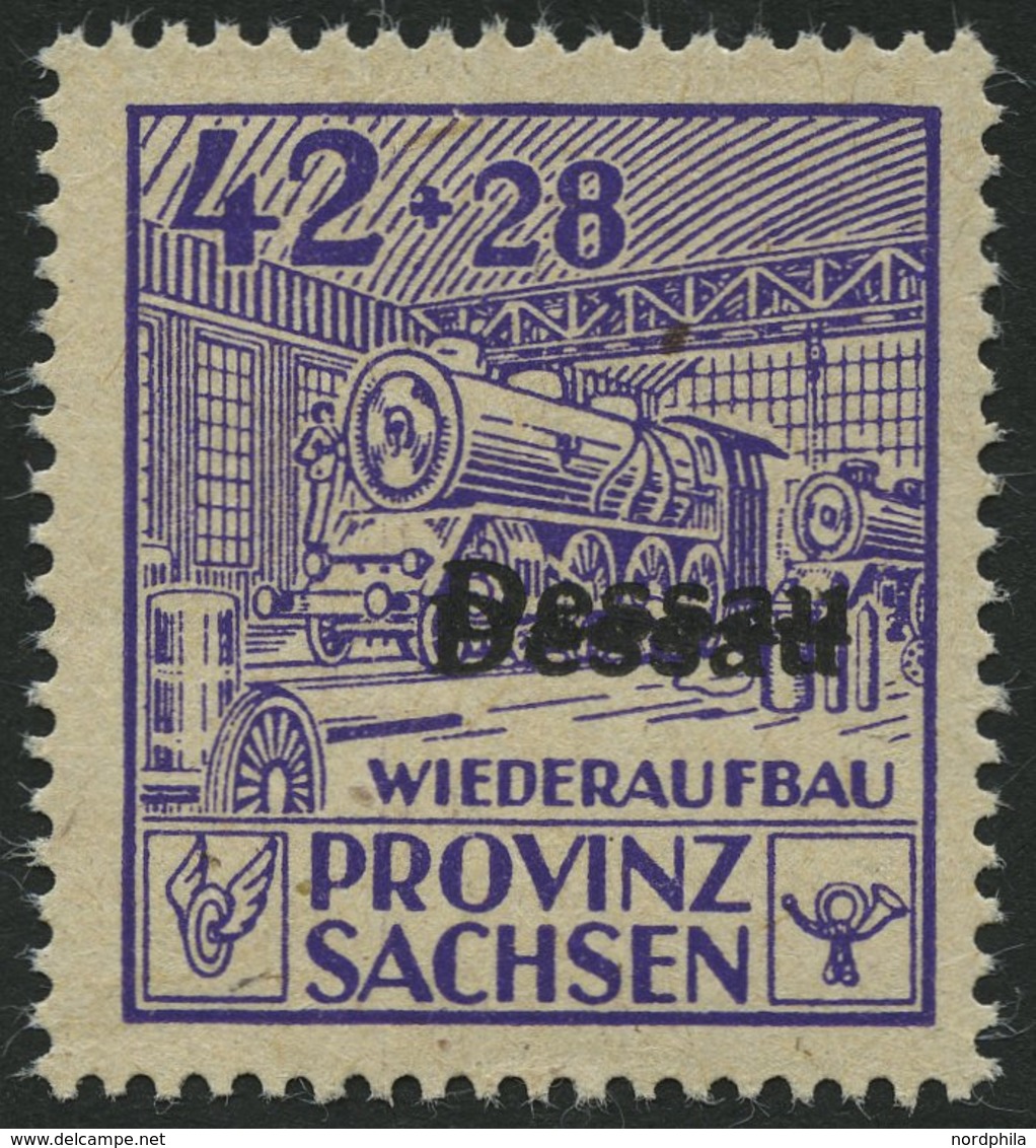 DESSAU IIIADD **, 1946, 42 Pf. Wiederaufbau, Gezähnt, Mit Doppeltem Aufdruck, Pracht, Gepr. Zierer - Postes Privées & Locales