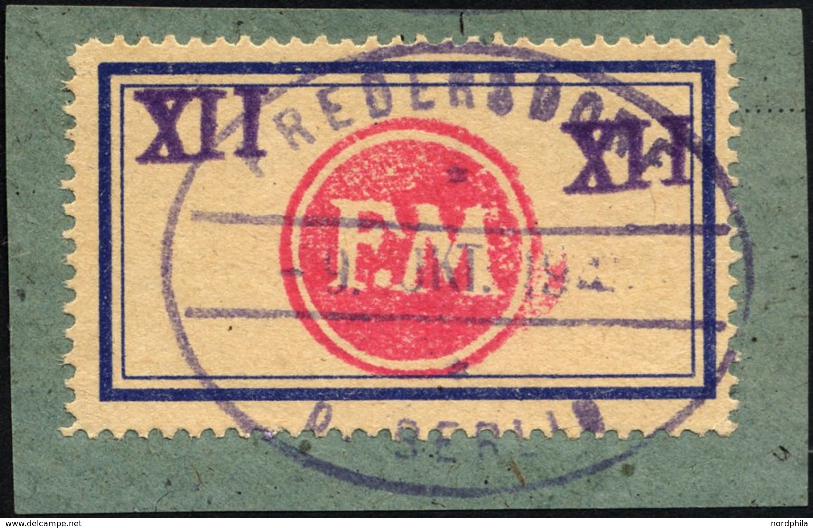 FREDERSDORF Sp 169 BrfStk, 1945, XII Pf., Rahmengröße 42.5x23 Mm, Stempel Vom 9. Oktober, Prachtbriefstück, Gepr. Busch, - Posta Privata & Locale