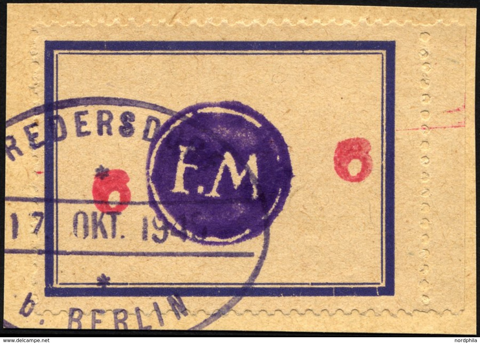 FREDERSDORF Sp 171FI BrfStk, 1945, 6 Pf., Rahmengröße 43x31.5 Mm, Große Wertziffern, Mit Abart Wertziffern Seitlich, Pra - Postes Privées & Locales