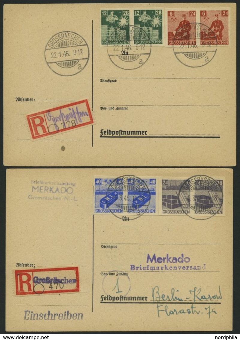 GROSSRÄSCHEN 43-46B Paar BRIEF, 1946, Solidarität, Ungezähnt, In Waagerechten Paaren Auf 2 Belegen, Pracht - Private & Local Mails