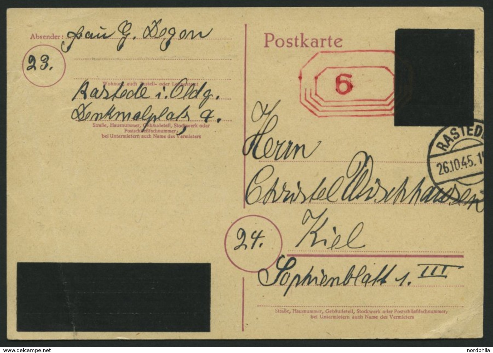 ALL. BES. NOTAUSGABEN P A11 BRIEF, OLDENBURG (OLDB), 6 Auf 6 Pf. Violett, Mit Postvermerk, Stempel RUSTEDE, Feinst - Other & Unclassified