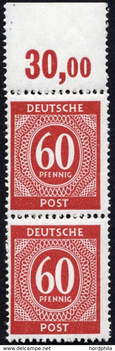 ALLIIERTE BES. 933POR **, 1946, 60 Pf. Rot, Oberrandstück, Plattendruck, Durchgezähnt, Pracht, Mi. 250.- - Other & Unclassified