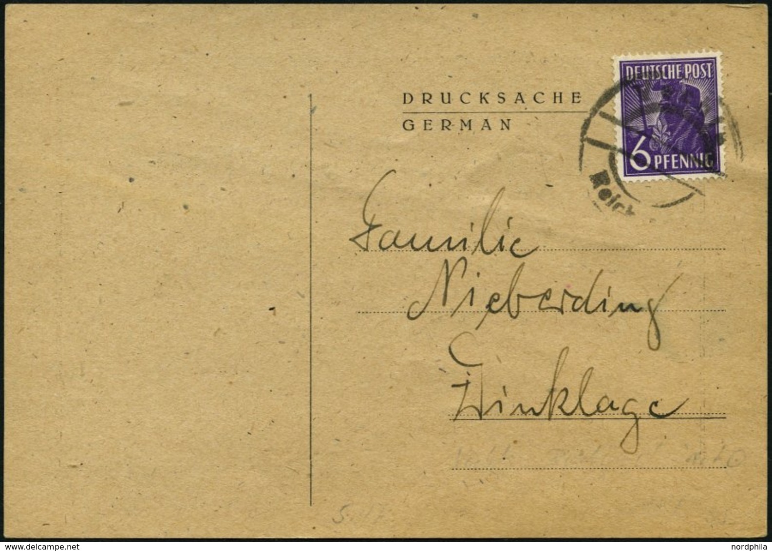 ALLIIERTE BES. 944 BRIEF, 1947, 6 Pf. Violett Auf Drucksache Mit Notstempel VECHTA-REICHSPOST, Pracht - Altri & Non Classificati