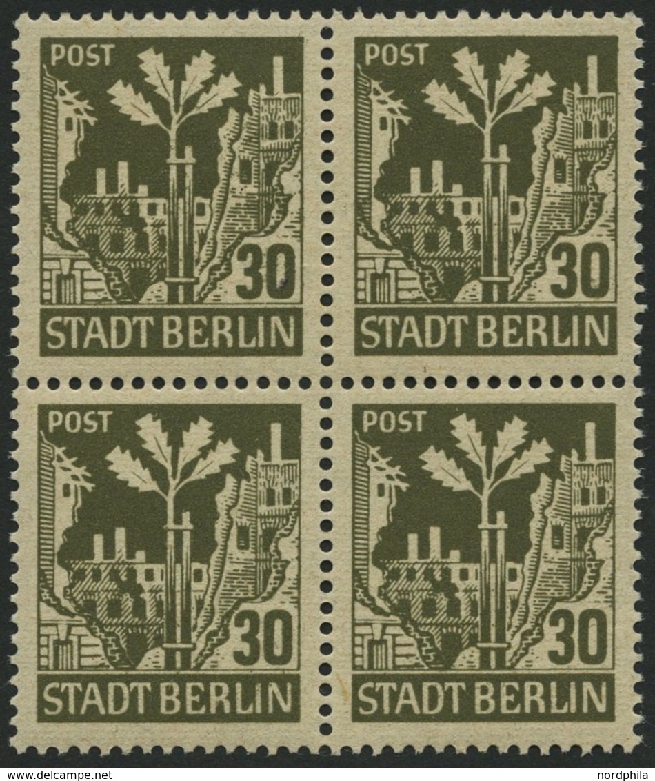 BERLIN UND BRANDENBURG 7Ab VB **, 1945, 30 Pf. Schwärzlichbraunoliv, Im Viererblock, Pracht, Gepr. Dr. Jasch, Mi. 160.- - Altri & Non Classificati