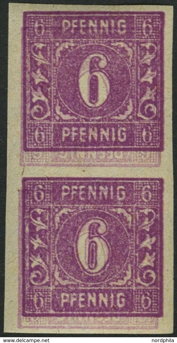 MECKLENBURG-VORPOMMERN 9bDKU Paar **, 1946, 6 Pf. Dunkelpurpur, Doppeldruck, Einer Davon Kopfstehend, Ungezähnt, Im Senk - Otros & Sin Clasificación