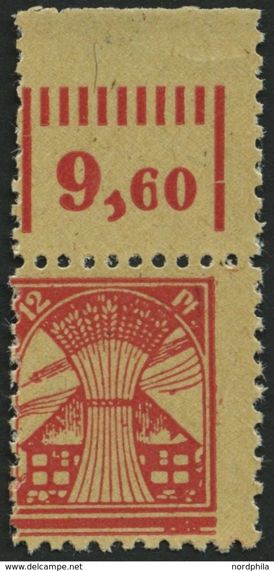 MECKLENBURG-VORPOMMERN 18cG **, 1945, 12 Pf. Rosarot, Druck Auf Gummiseite, Oberrandstück, Pracht, Fotobefund Kramp, Mi. - Sonstige & Ohne Zuordnung