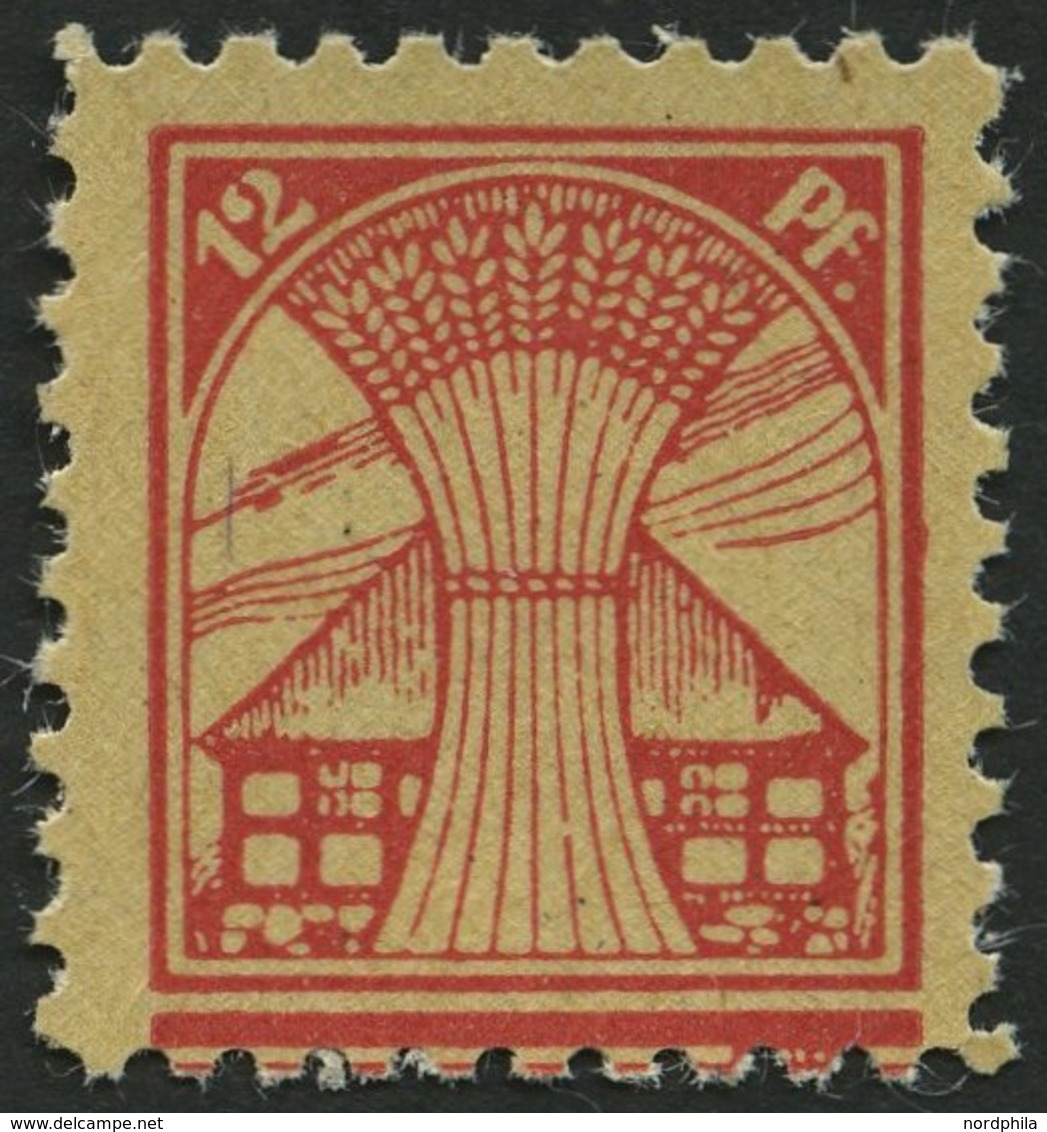 MECKLENBURG-VORPOMMERN 18dG **, 1945, 12 Pf. Bräunlichrot, Druck Auf Gummiseite, Pracht, Fotoattest Kramp, Mi. 900.- - Autres & Non Classés