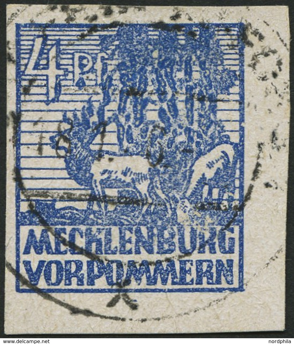 MECKLENBURG-VORPOMMERN 30 O, 1946, 4 Pf. Dunkelultramarin, Pracht, Gepr. Kramp, Mi. 80.- - Otros & Sin Clasificación