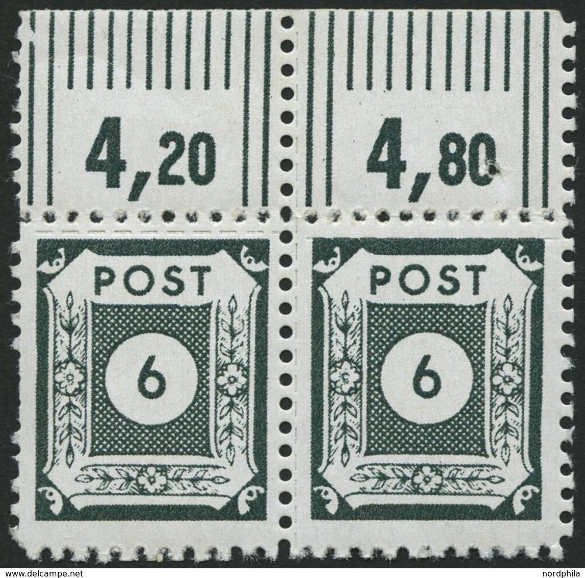 OST-SACHSEN 43BbII/DII **, 1945, 6 Pf. Schwarzblaugrün Mit Durchstich 10 Und Zusätzlicher Linienzähnung 11 Coswig Im Waa - Sonstige & Ohne Zuordnung