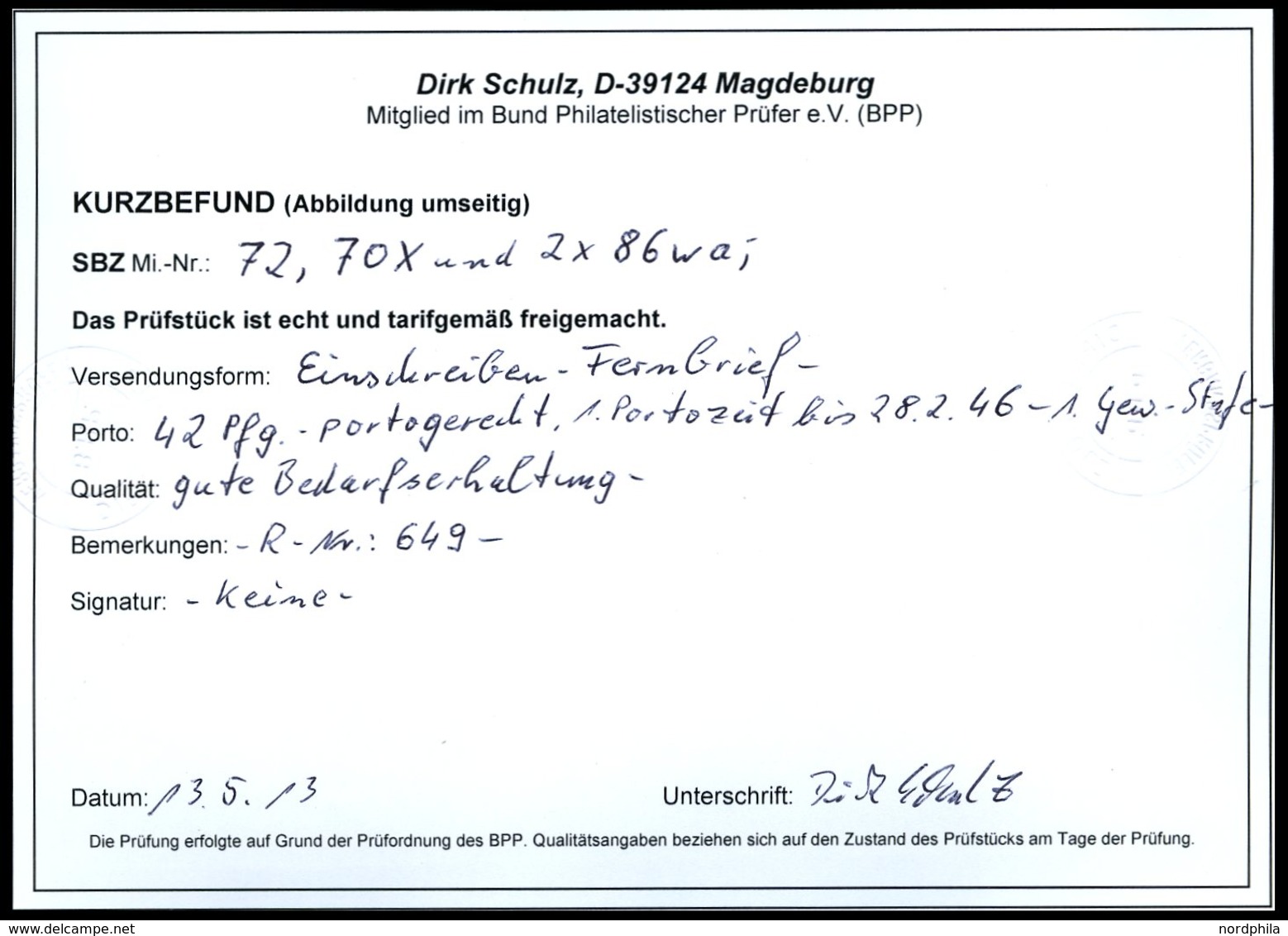 PROVINZ SACHSEN 72 BRIEF, 1945, 10 Pf. Rötlichbraun Mit Zusatzfrankatur Auf Portogerechtem Einschreibbrief Aus ZEITZ, Pr - Altri & Non Classificati