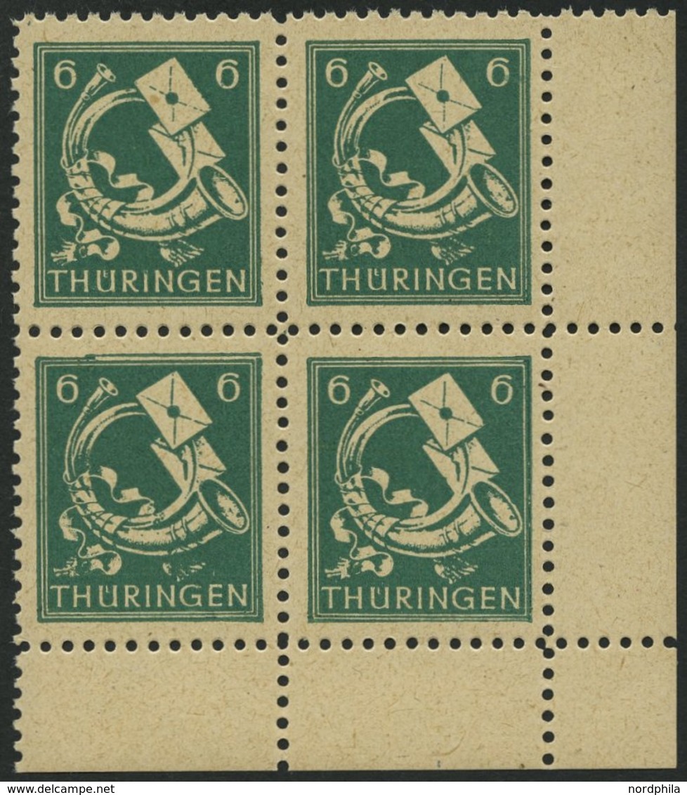 THÜRINGEN 95AXbs VB **, 1945, 6 Pf. Schwärzlichbläulichgrün, Vollgummierung, Hellchromgelbes Papier, Hochglanzgummierung - Autres & Non Classés