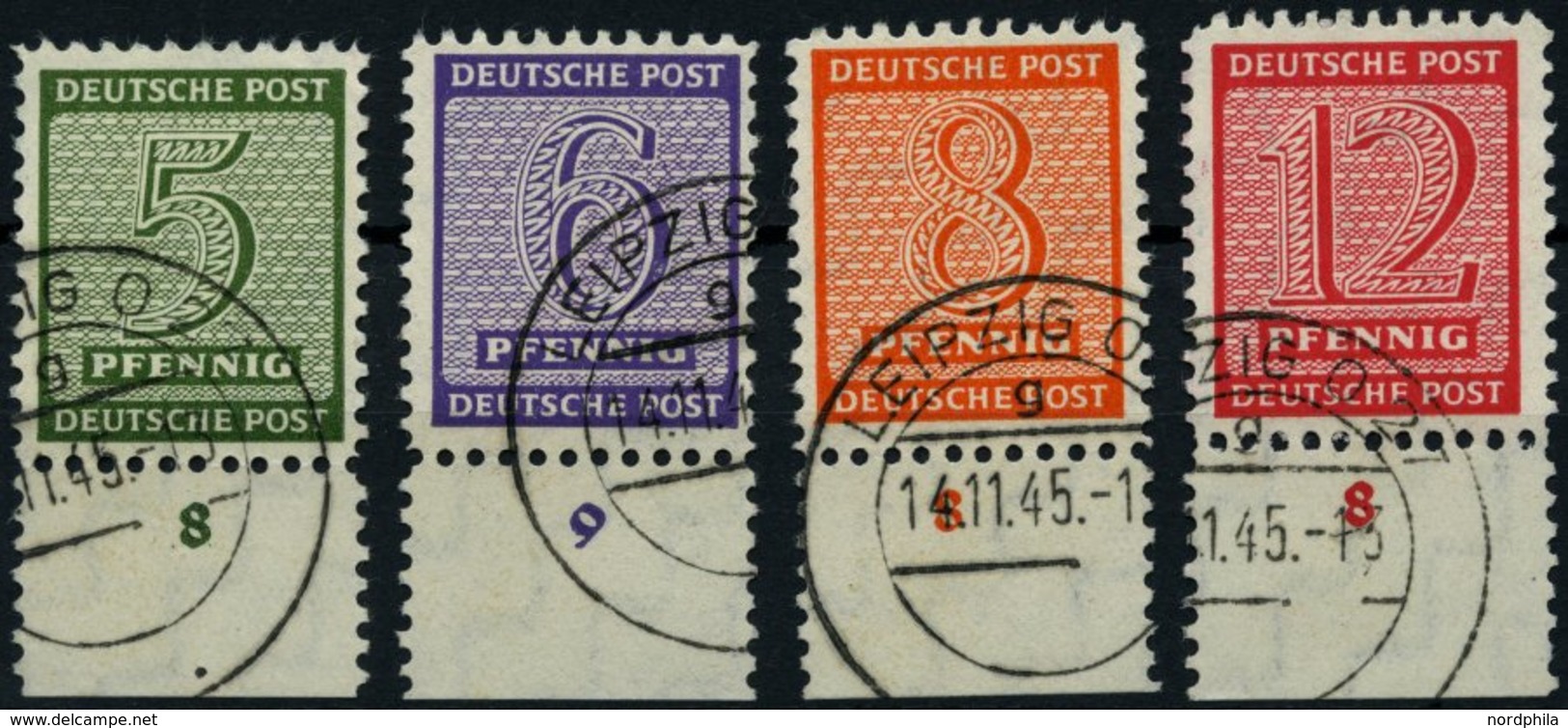 WEST-SACHSEN 120-23X O, 1945, 5 - 12 Pf. Versuchszähnung, Prachtsatz Vom Unterrand, Gepr. Dr. Jasch, Mi. 190.- - Otros & Sin Clasificación