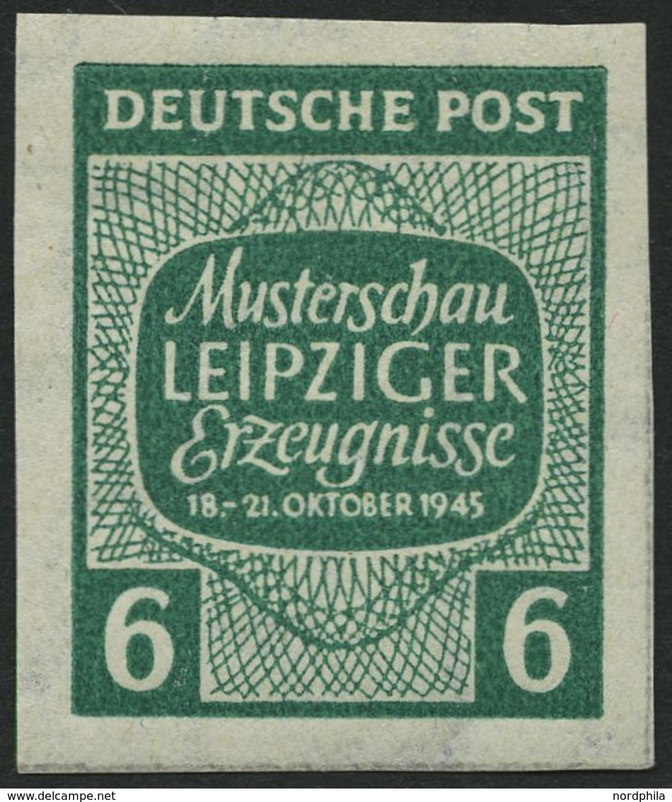 WEST-SACHSEN 124XU **, 1945, 6 Pf. Musterschau, Wz. 1X, Ungezähnt, Pracht, Mi. 150.- - Otros & Sin Clasificación