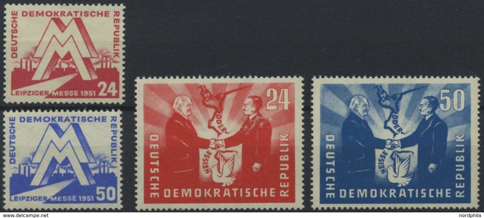 DDR 282-85 **, 1951, Frühjahrsmesse Und Deutsch-polnische Freundschaft, 2 Prachtsätze, Mi. 72.- - Usati