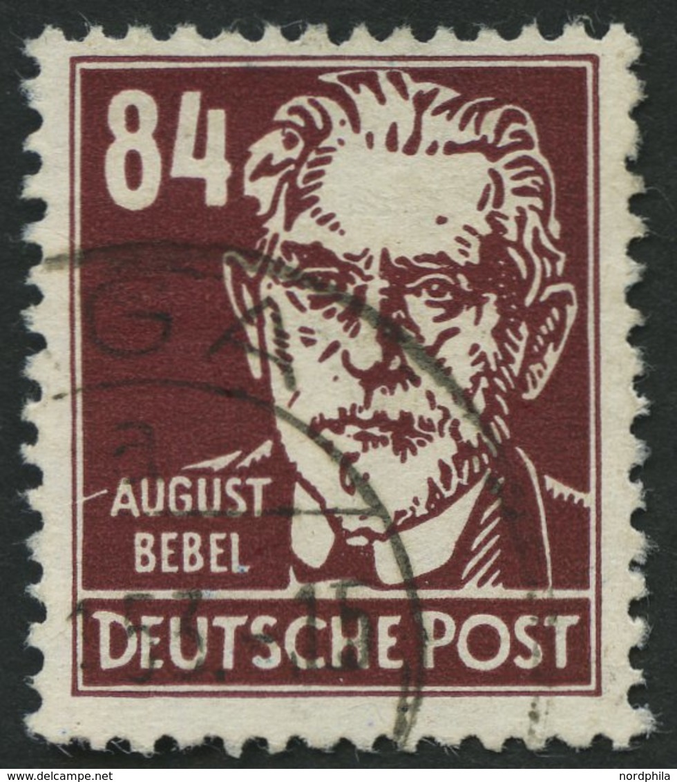DDR 341vaXII O, 1953, 84 Pf. Bräunlichkarmin Bebel, Wz. 2XII, Zeitgerecht Entwertet, Pracht, Kurzbefund Schönherr, Mi. 3 - Used Stamps
