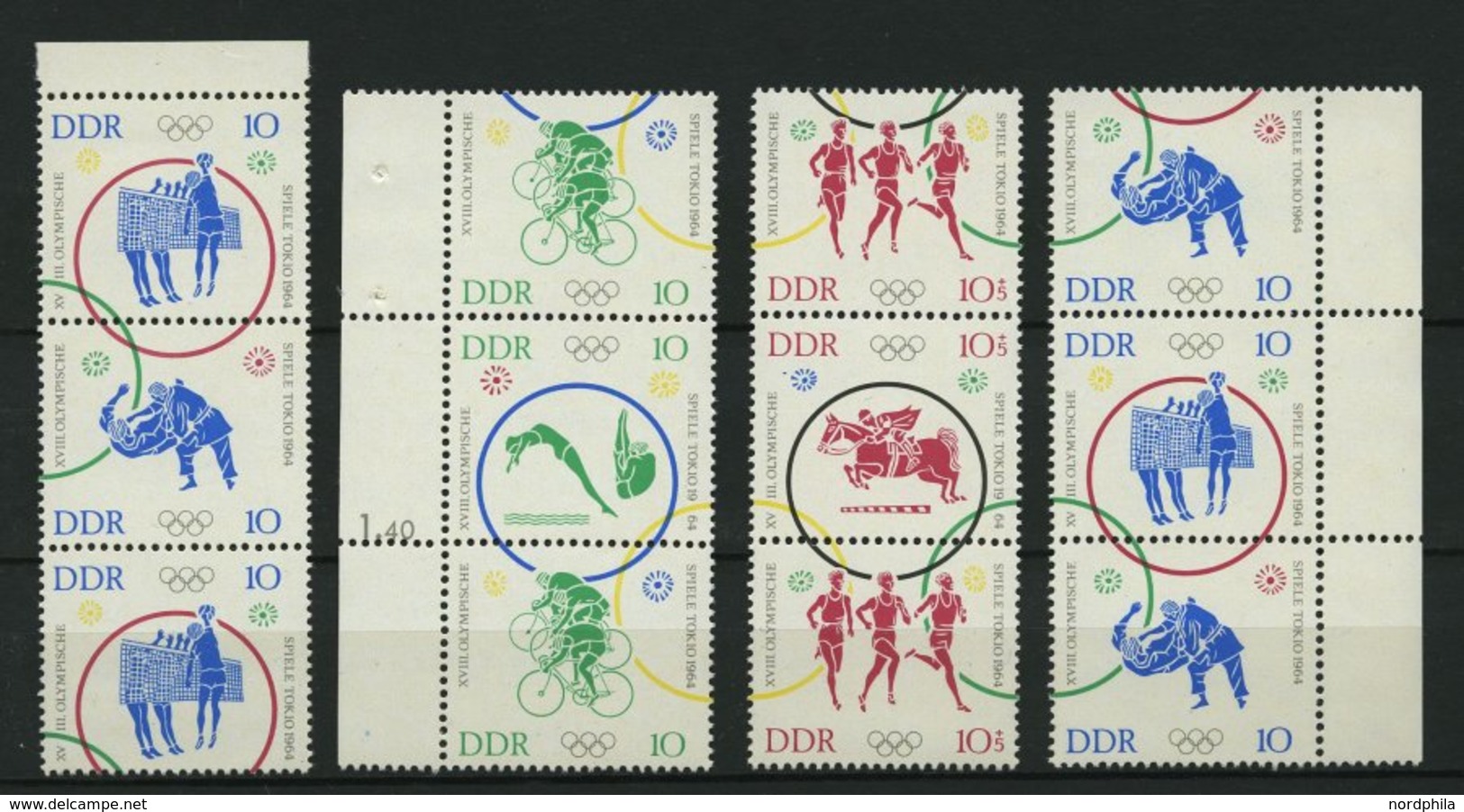 DDR 1039-44 **, 1964, Olympische Sommerspiele, Alle 24 Zusammendrucke Komplett (W Zd 126-137 Und S Zd 52-63), Pracht, Mi - Usados