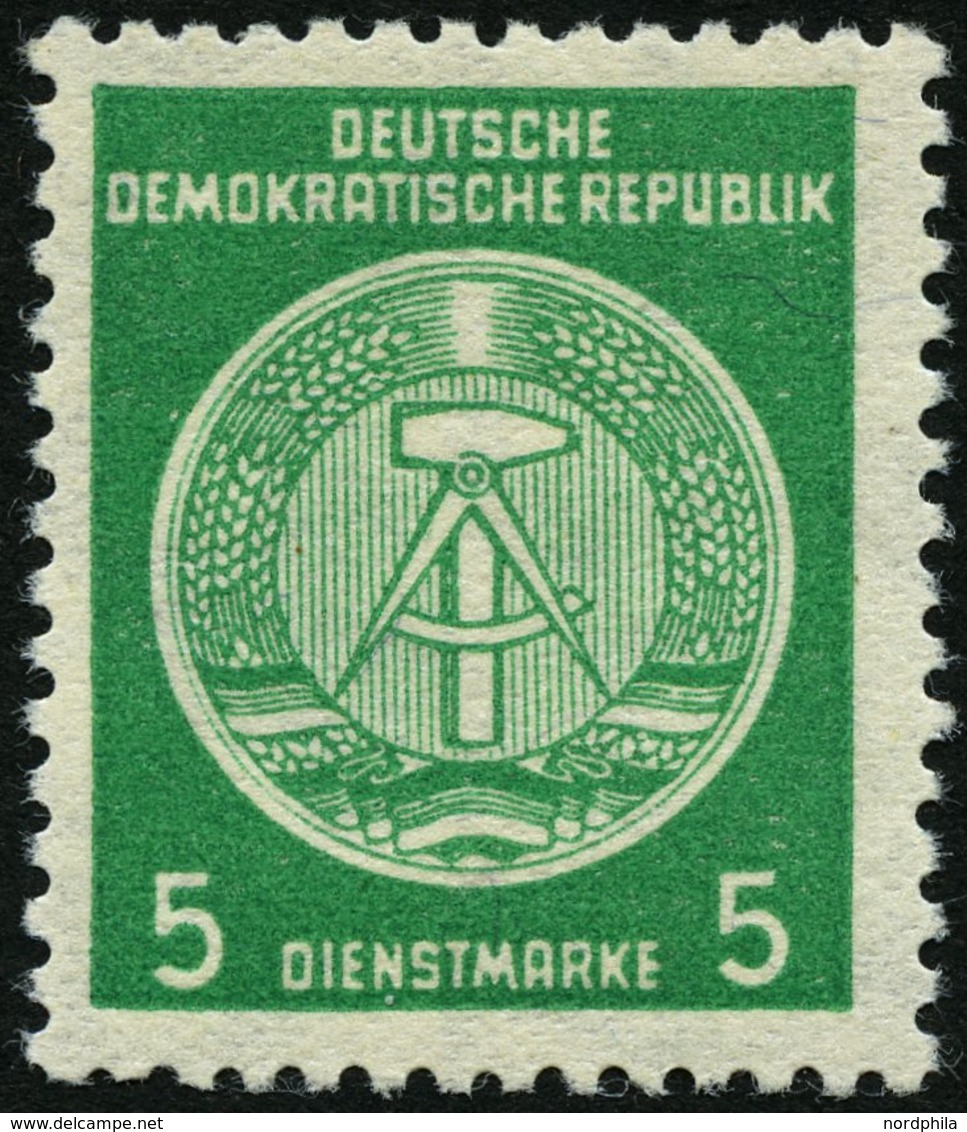 DIENSTMARKEN A D 29XI **, 1956, 5 Pf. Smaragdgrün, Faserpapier, Wz. 2XI, Pracht, R!, Gepr. Jahn, Mi. 700.- - Altri & Non Classificati