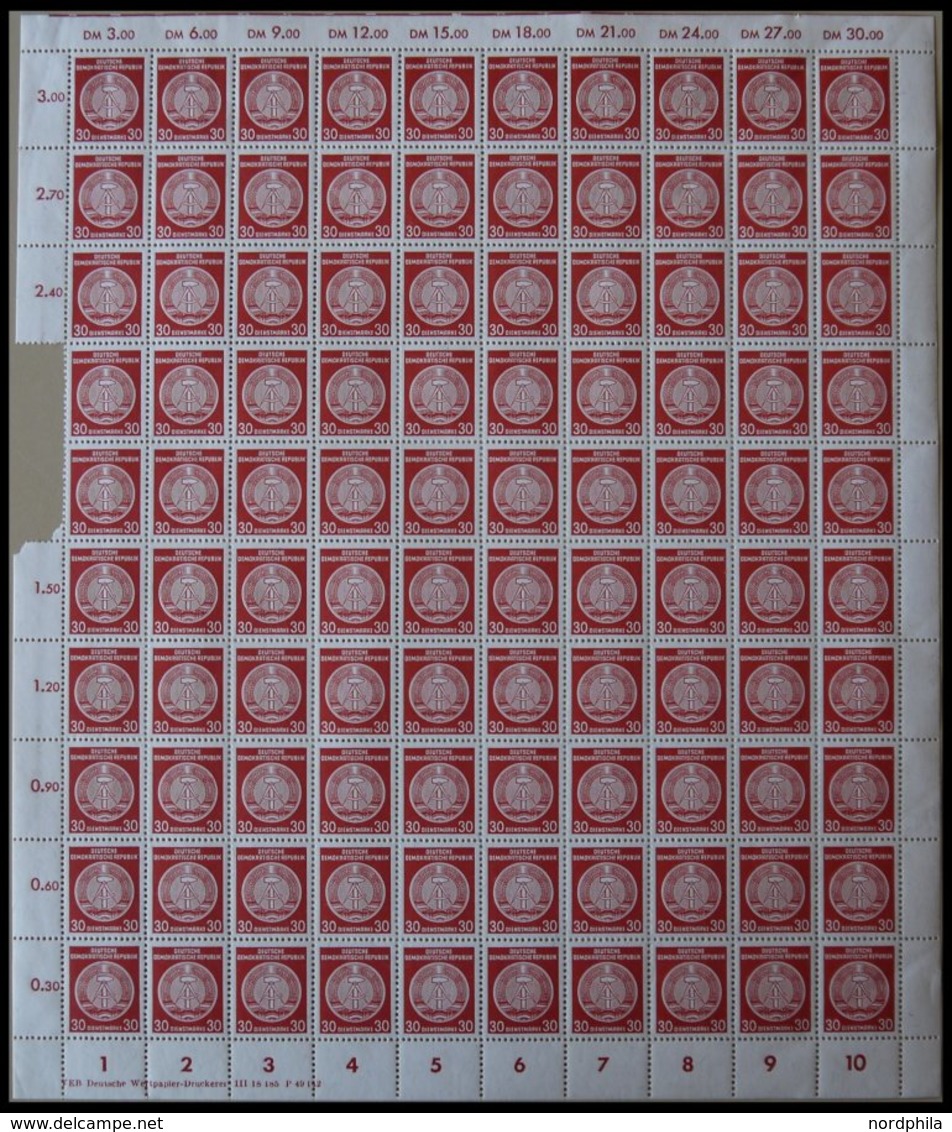 DIENSTMARKEN A D 34-39 **, 1957/8, 5 - 40 Pf., Wz. 3, 10 Bogen (100) Mit Verschiedenen Druckerei-Vermerken, U.a. Mit Nr. - Otros & Sin Clasificación