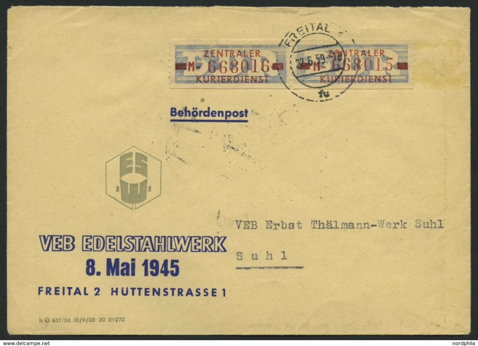 DIENSTMARKEN B D 20IMI BRIEF, 1958, 10 Pf. Violettultramarin/braunrot, Buchstabe MI, Mit Abart T Von Kurierdienst Oben V - Sonstige & Ohne Zuordnung