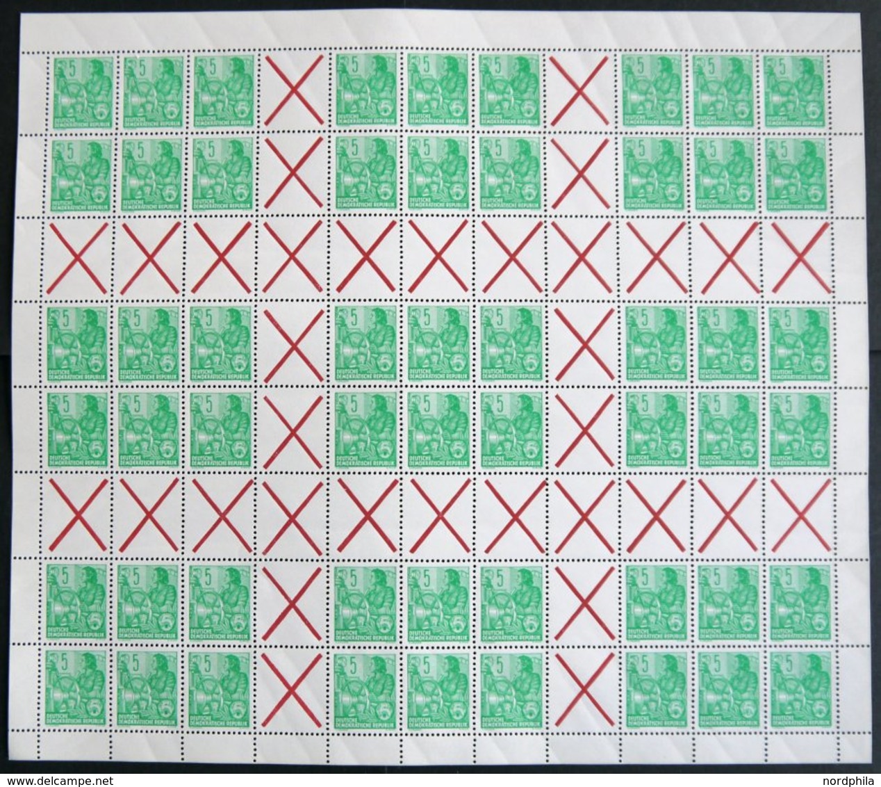 ZUSAMMENDRUCKE MHB 7I **, 1960, Markenheftchenbogen Fünfjahresplan Mit Abart Weißer Keil In Der 5 (Feld 87), Postfrisch, - Se-Tenant