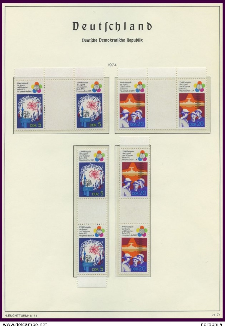 ZUSAMMENDRUCKE **, 1971-82, Sammlung verschiedener postfrischer Zusammendrucke auf Leuchtturm-Falzlosseiten, Mi. 290.-
