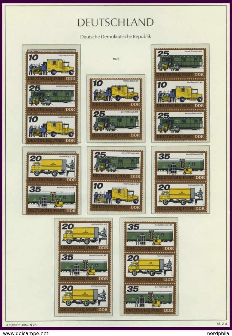 ZUSAMMENDRUCKE **, 1971-82, Sammlung verschiedener postfrischer Zusammendrucke auf Leuchtturm-Falzlosseiten, Mi. 290.-