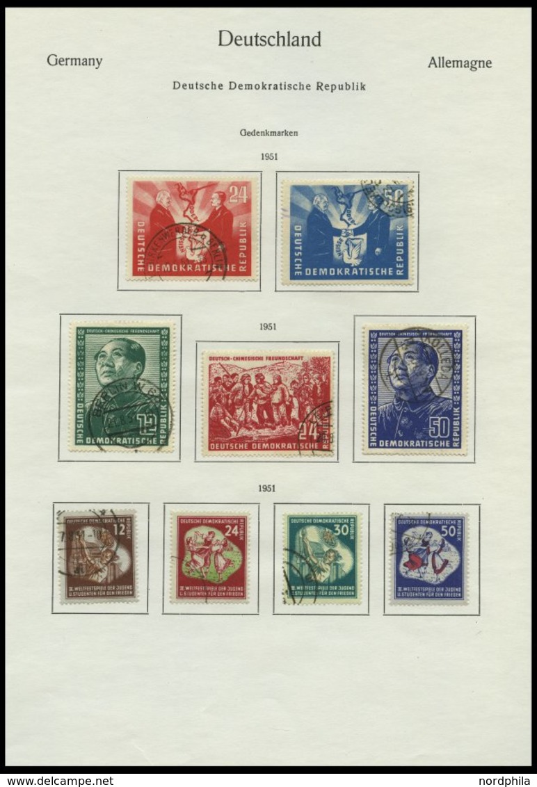 SAMMLUNGEN O, Gestempelter Sammlungsteil DDR Von 1949-55, Bis Auf Block 7,8/9 Und 13 Sowie Mi.Nr. 327-41 Komplett, Feins - Collections