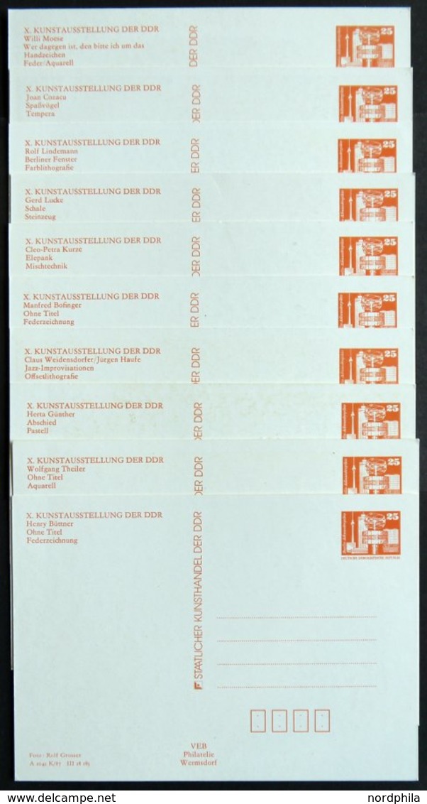 GANZSACHEN PP 19 BRIEF, 25 Pf. Orange, 10 Verschiedene Künstlerkarten, Ungebraucht, Pracht - Otros & Sin Clasificación