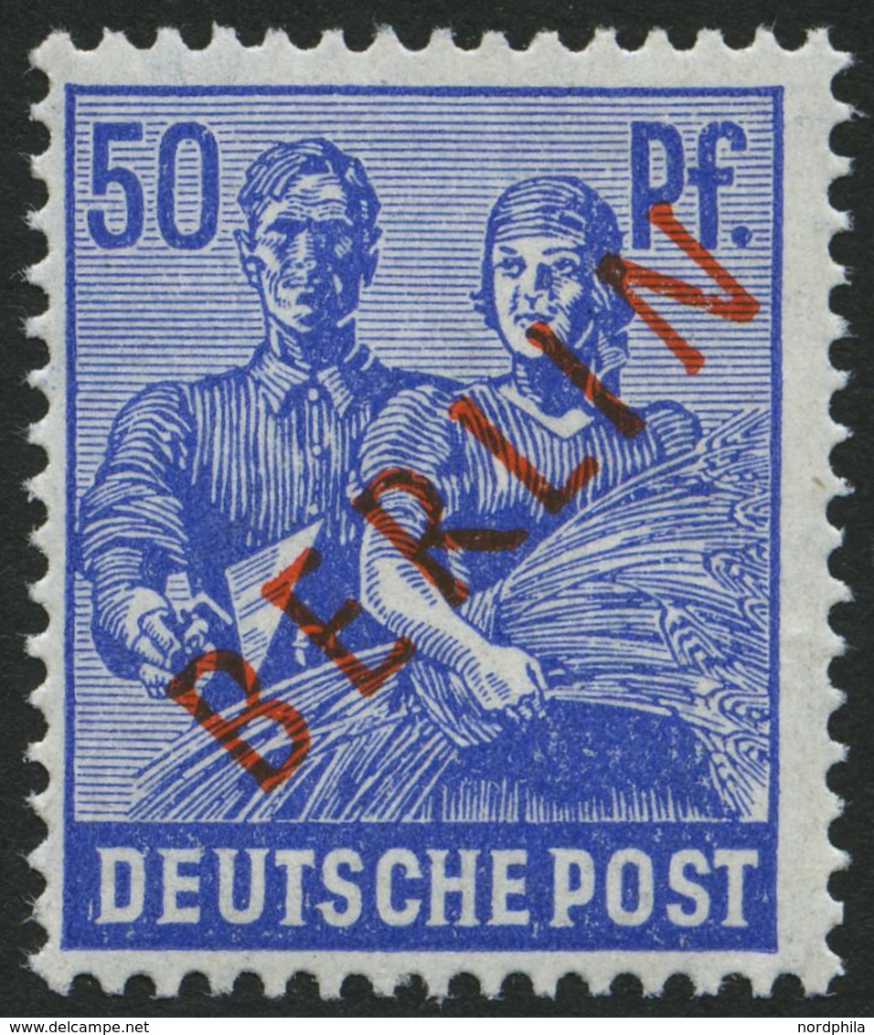 BERLIN 30 **, 1949, 50 Pf. Rotaufdruck, Pracht, Gepr. D. Schlegel, Mi. 90.- - Autres & Non Classés