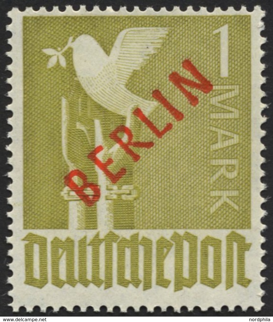 BERLIN 33 **, 1949, 1 M. Rotaufdruck, Pracht, Gepr. Lippschütz, Mi. 550.- - Otros & Sin Clasificación