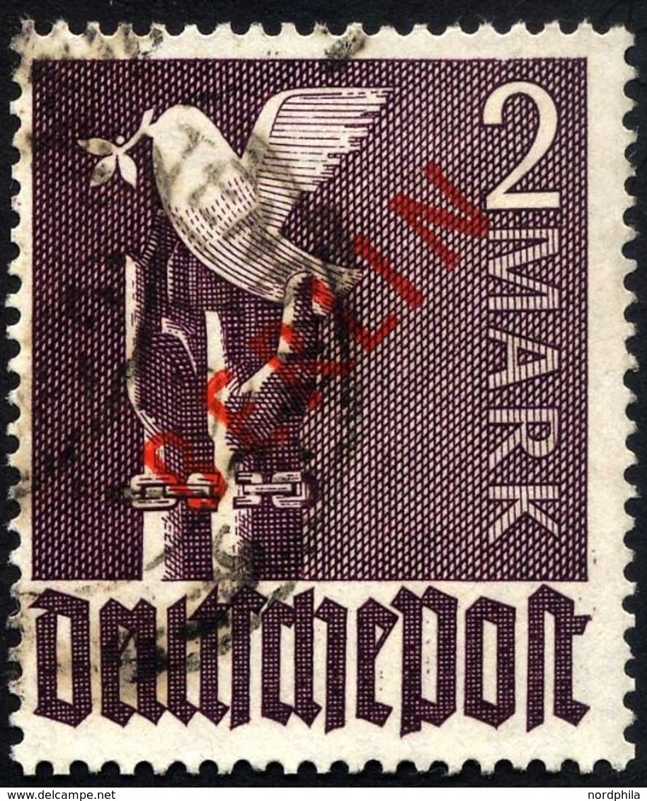 BERLIN 34 O, 1949, 2 M. Rotaufdruck, üblich Gezähnt Pracht, Gepr. Schlegel, Mi. 280.- - Otros & Sin Clasificación