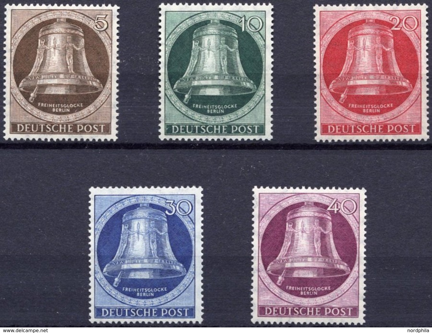 BERLIN 75-79 **, 1951, Glocke Links, Prachtsatz, Mi. 100.- - Other & Unclassified