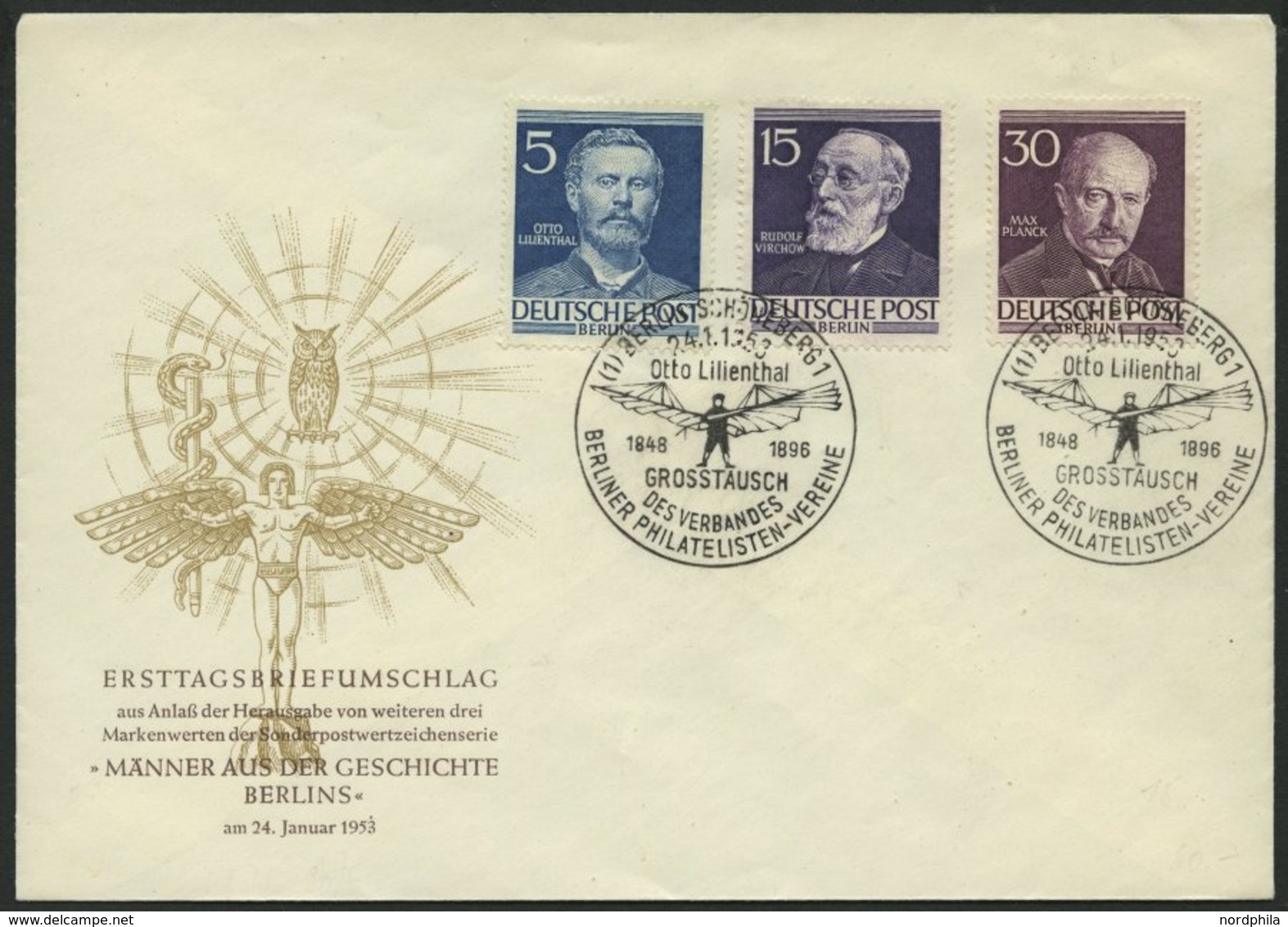 BERLIN 92,96,99 BRIEF, 1953, 5, 15 Und 30 Pf. Berühmte Berliner Auf Amtlichem FDC, Pracht, Mi. 100.- - Otros & Sin Clasificación