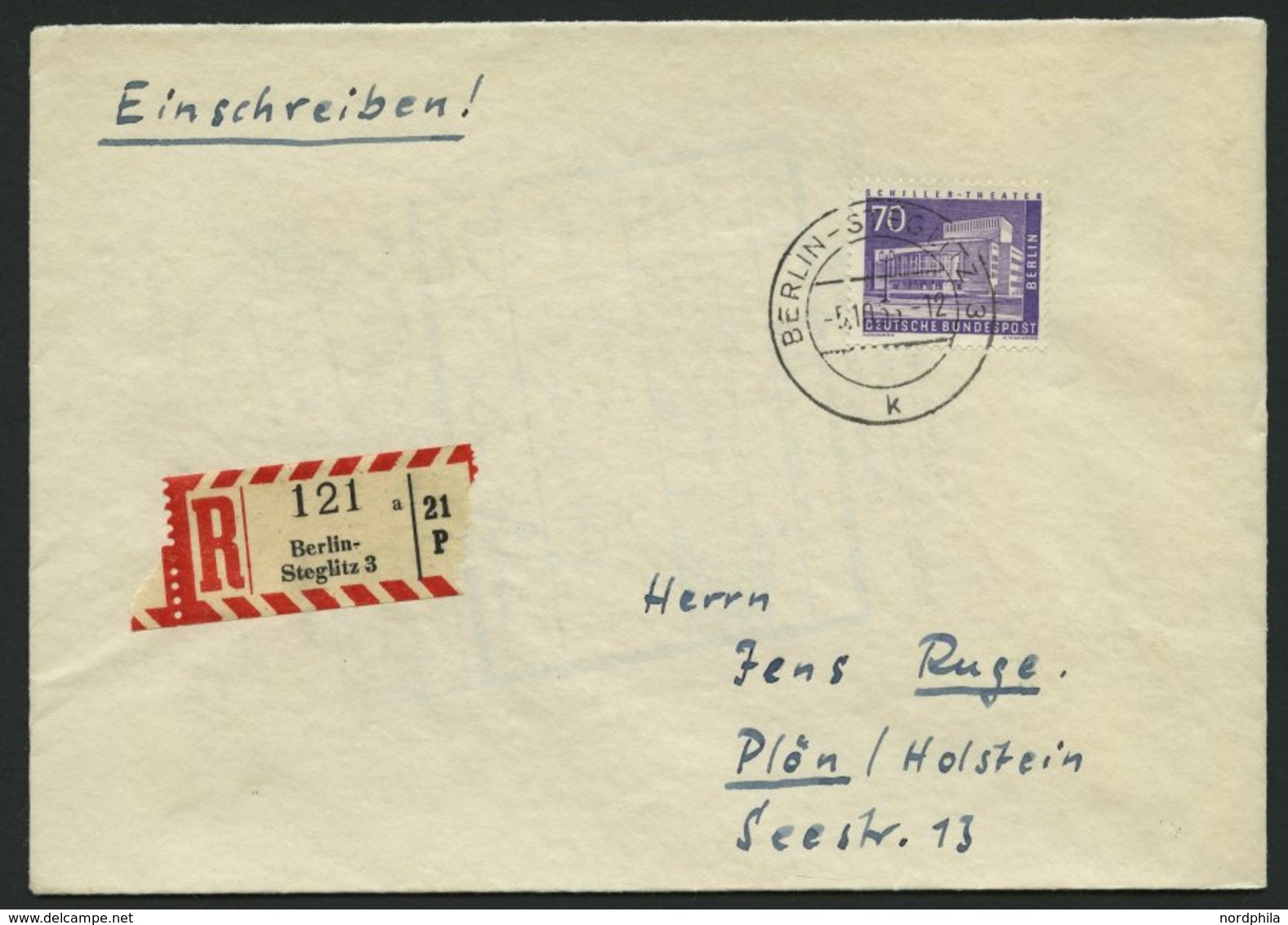 BERLIN 152 BRIEF, 1956, 70 Pf. Schillertheater Auf FDC, Pracht, Mi. 450.- - Sonstige & Ohne Zuordnung