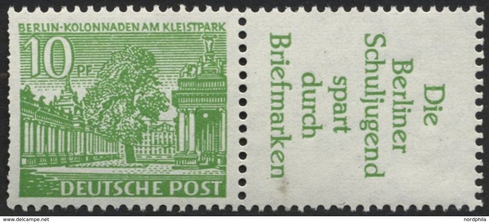 ZUSAMMENDRUCKE W 21 **, 1952, Bauten 10 + R3, Links Starke Heftchenzähnung Sonst Pracht, Mi. 90.- - Se-Tenant