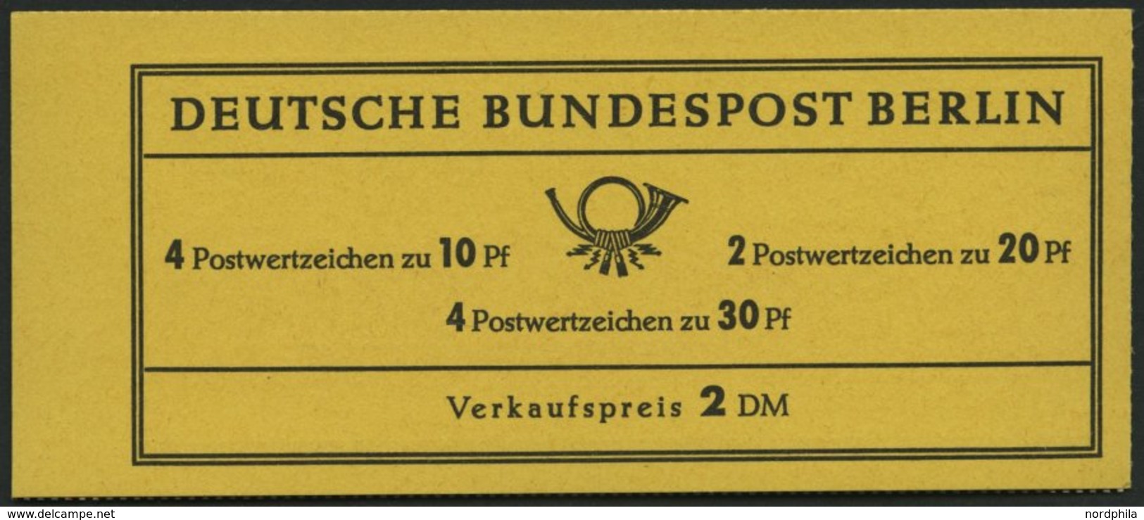 MARKENHEFTCHEN MH 5d **, 1966, Markenheftchen Brandenburger Tor, 4. Deckelseite Unbedruckt, Pracht, Mi. 60.- - Se-Tenant