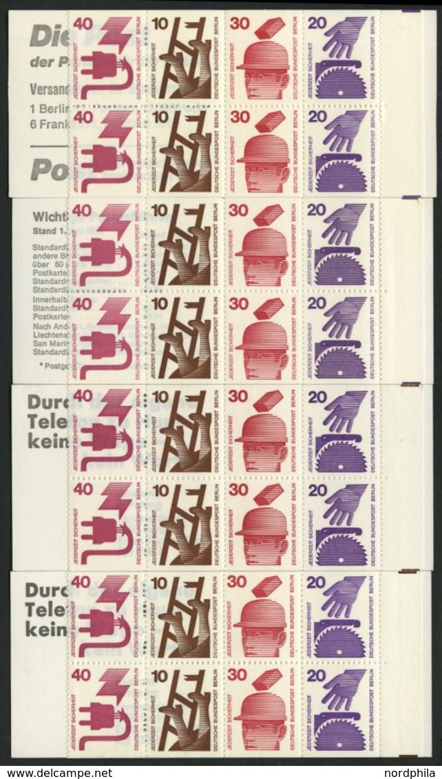 MARKENHEFTCHEN MH 9b,cI,dI,dII **, 1974/6, 4 Markenheftchen Unfallverhütung, Pracht, Mi. 104.- - Zusammendrucke