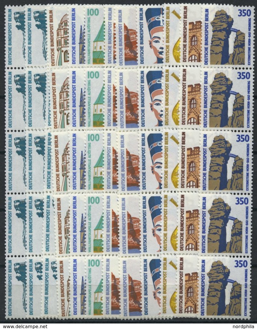 ROLLENMARKEN Aus 793-874R **, 1987/90, 9 Verschiedene 5er-Streifen Sehenswürdigkeiten, Dabei 300 Und 350 Pf., Pracht - Rollenmarken