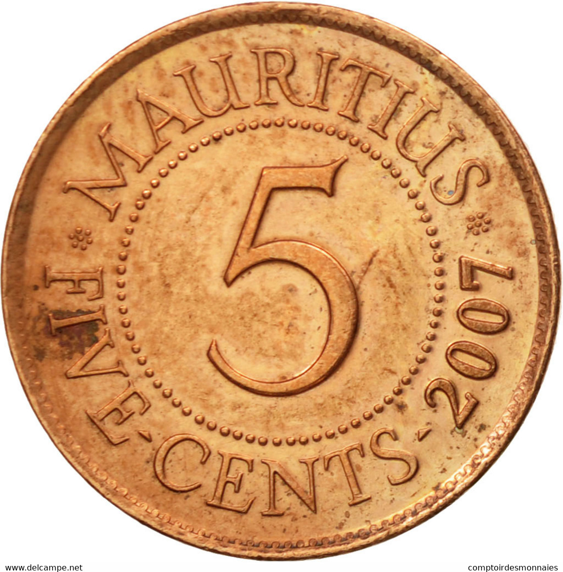 Monnaie, Mauritius, 5 Cents, 2007, TB+, Copper Plated Steel, KM:52 - Mauritius
