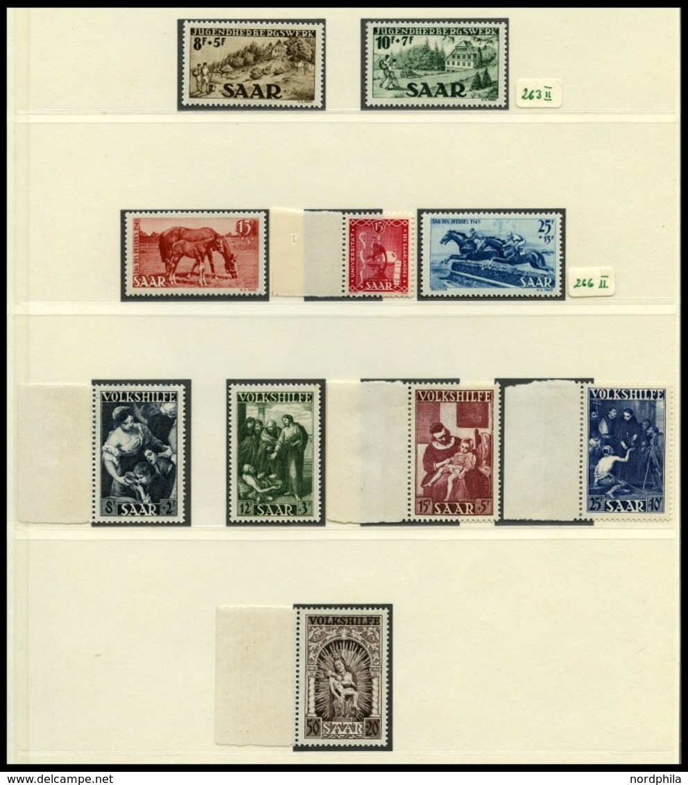 SAMMLUNGEN, LOTS **, 1947-59, Postfrische, In Den Hauptnummern Komplette Sammlung Saarland Mit Hochwasserblockpaar (Bl.  - Autres & Non Classés