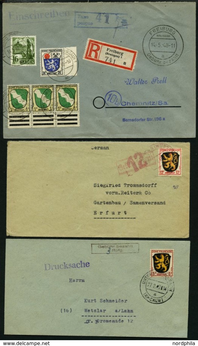 SAMMLUNGEN, LOTS 1947/8, 4 Verschiedene Belege, Dabei 2 Einschreibbriefe Mit Teilbarfrankaturen, Pracht - Autres & Non Classés