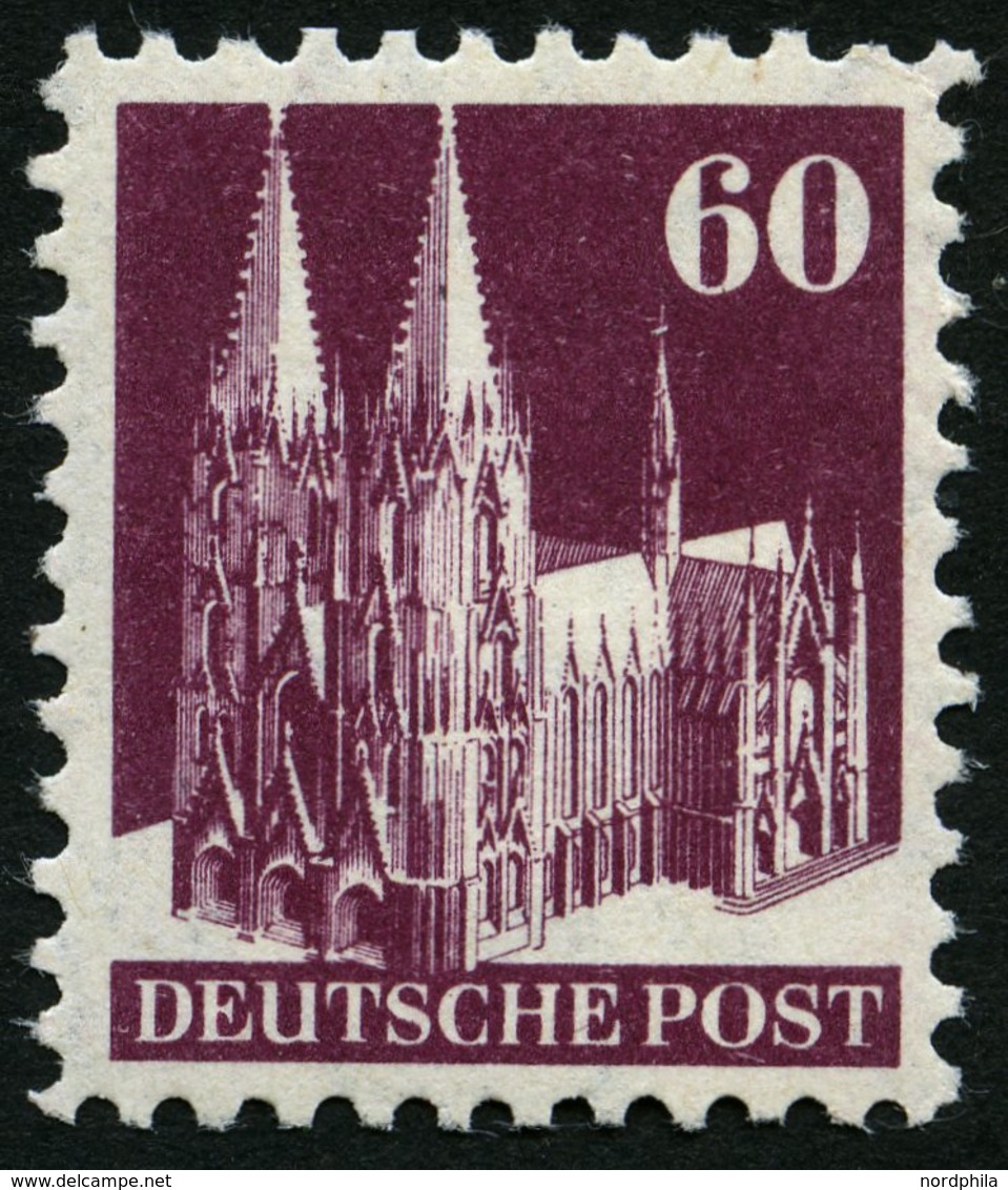 AMERIK. U. BRITISCHE ZONE 93IXB **, 1948, 60 Pf. Dunkelbraunlila, Type I, Wz. 1X, Gezähnt L 11, Pracht, Mi. 120.- - Otros & Sin Clasificación