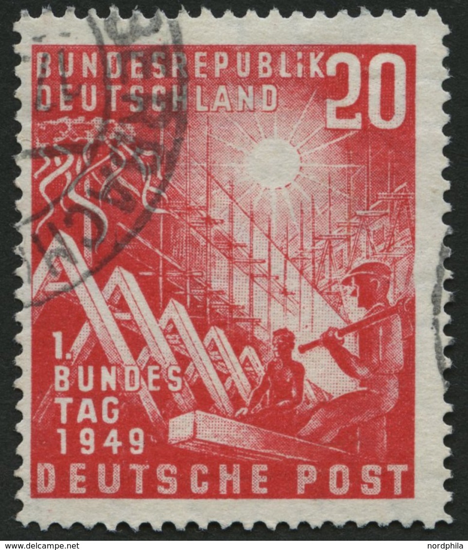 BUNDESREPUBLIK 112I O, 1949, 20 Pf. Bundestag Mit Abart Kleines I In Bundesrepublik, Leicht Nachgezähnt Sonst Pracht, Mi - Usati