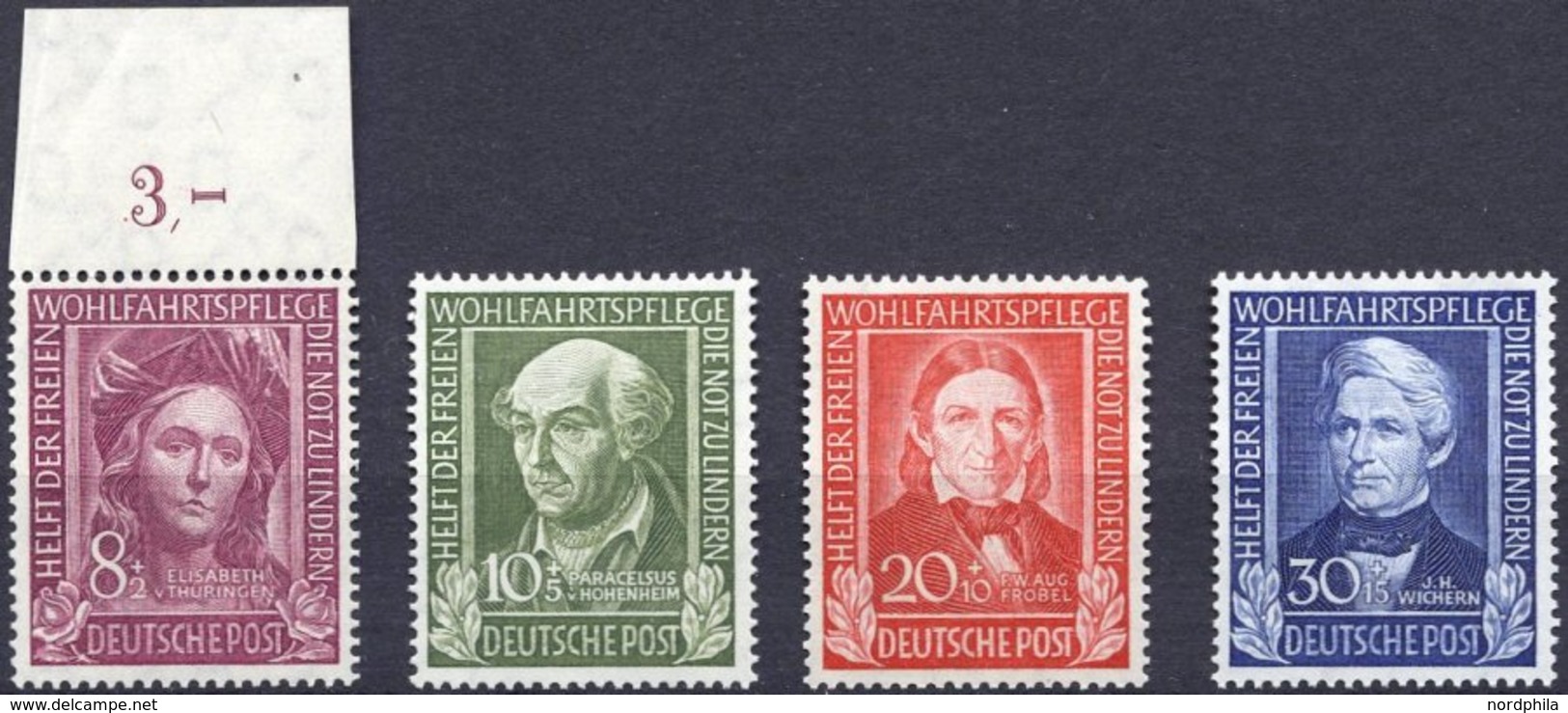 BUNDESREPUBLIK 117-20 **, 1949, Helfer Der Menschheit, Prachtsatz, Mi. 120.- - Gebraucht